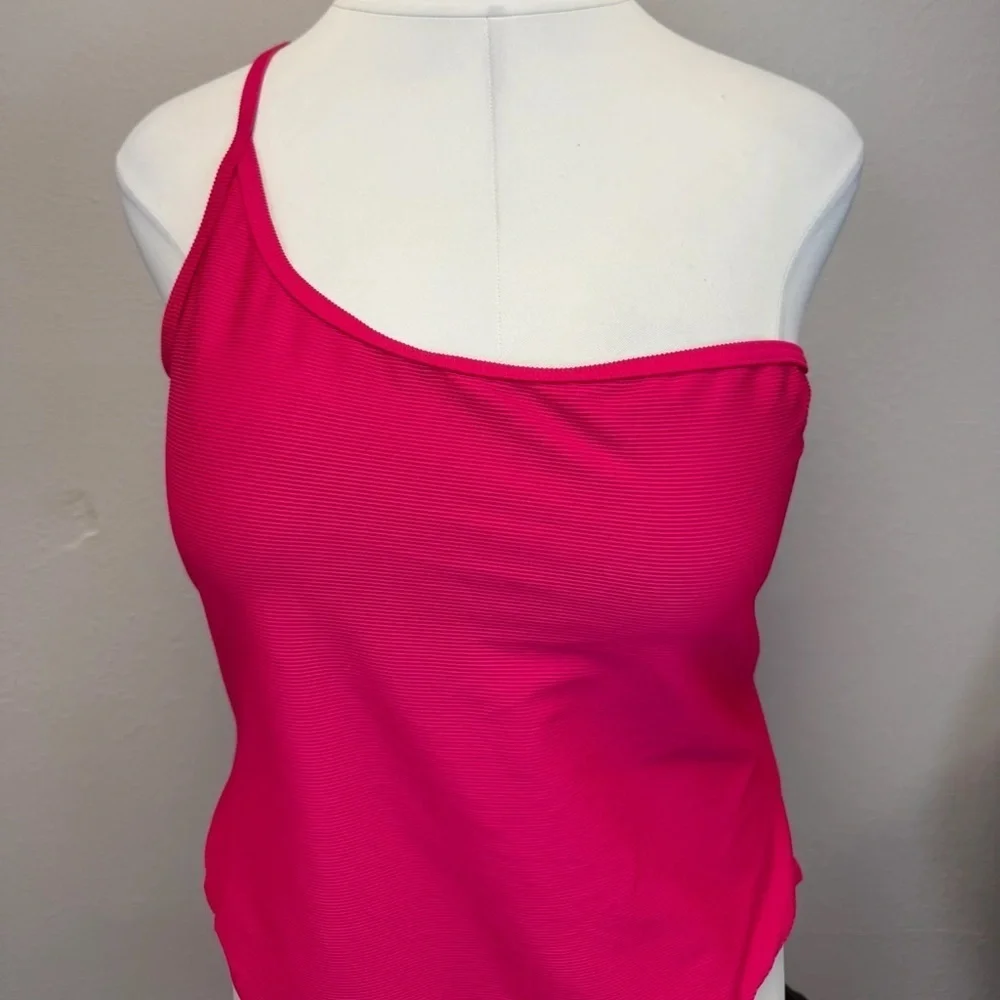 J. Crew Hot Pink Ribbed One Shoulder Swimsuit - New - Size 22